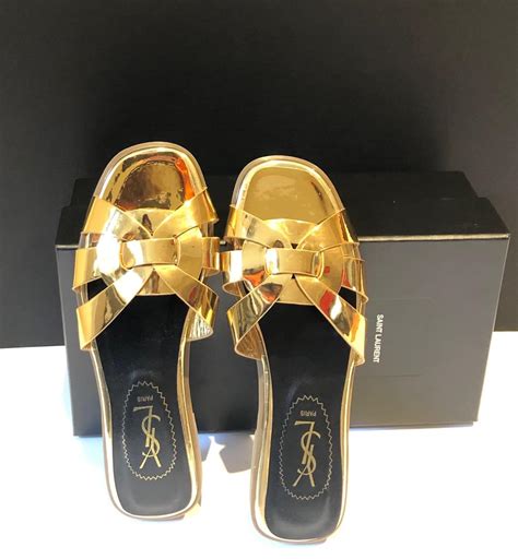 ysl sandalen gold|YSL flat sandals women.